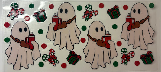 Boujee Ghost Christmas 16 oz cup wrap